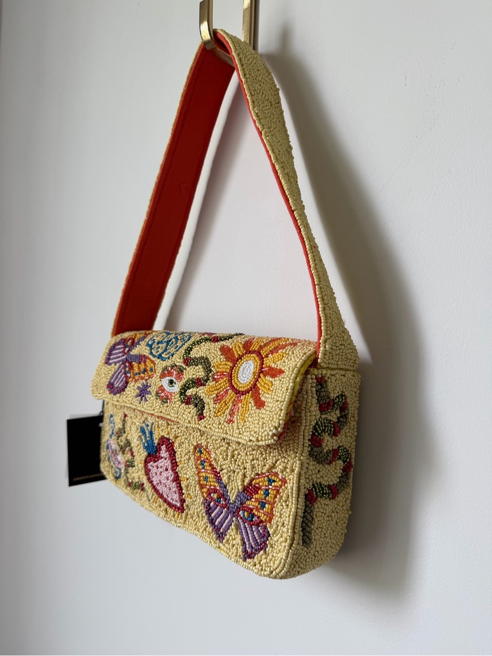 America & Beyond Beaded yellow snake sun butterfly Shoulder Bag - Picture 2 of 7
